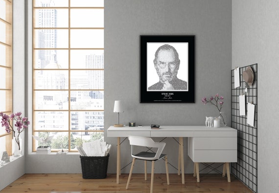 Steve Jobs Quotes Poster Steve Jobs Portrait Made From Inspirational Steve Jobs Quotes Steve Jobs Wall Art Print Decor Apple Computer