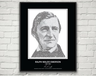 Ralph Waldo Emerson Quotes Print / Poster.  Ralph Waldo Emerson Portrait made of more than 50 inspirational Emerson quotes! Wall Art Decor.