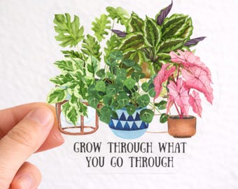 Plant Lover Sticker: Inspirational Potted Plants, Waterproof Vinyl