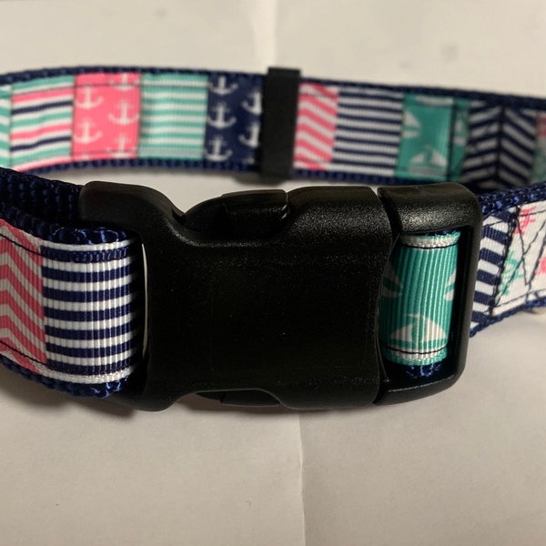 Nautical Patchwork (girl) Dog Collar/Leash