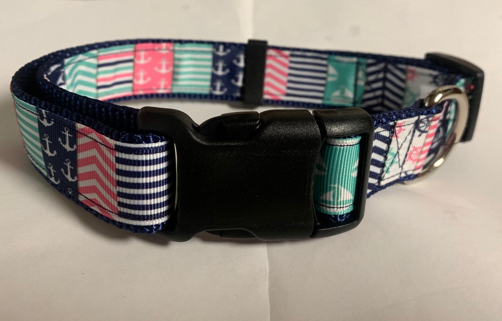 Dog Leash Set - Patterned Dog Collar Set, Matching Dog Collar and Lead, Made in The USA - 3/4 inch Wide Adjusts to 8.5-12.5 Inches, Small, Blue Plaid