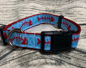 Bone Fish Dog Collar/Leash