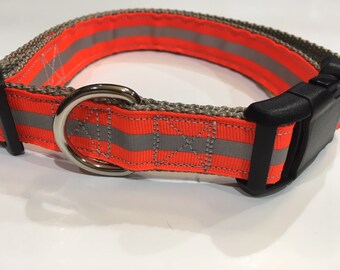Correa/collar para perro naranja reflectante