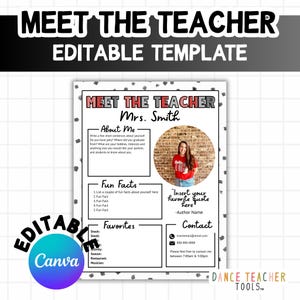 Meet the Teacher Canva Template – Editable 2-Page Design | Dance Teacher Introduction Printable