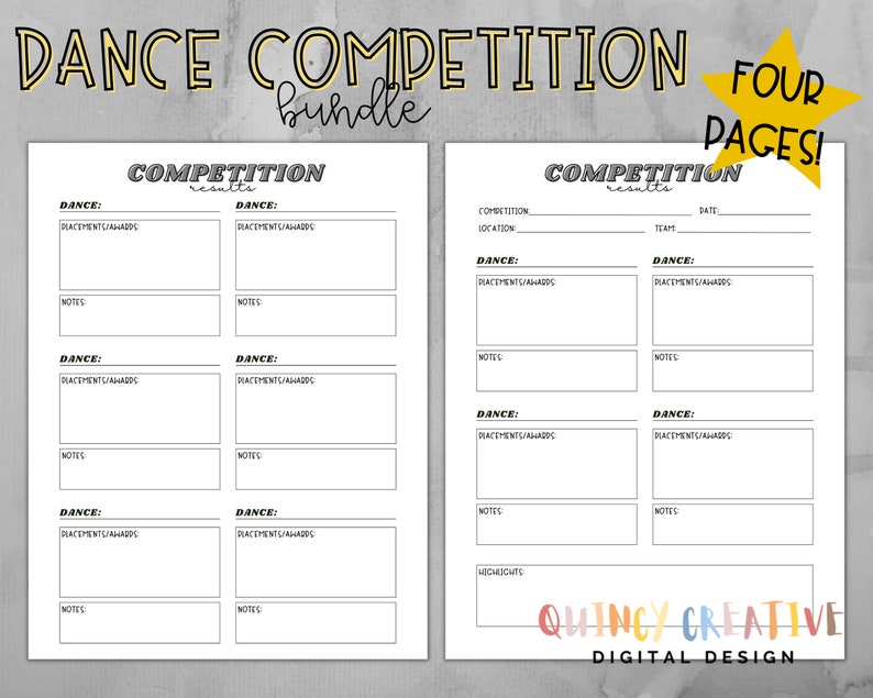 Dance Competition Bundle/ Dance Performance Checklist/ Dance Team ...