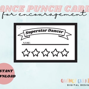 Dance Student Encouragement Punch Cards/ Dance Studio Rewards/ Dance Teacher Resource/ PRINTABLE
