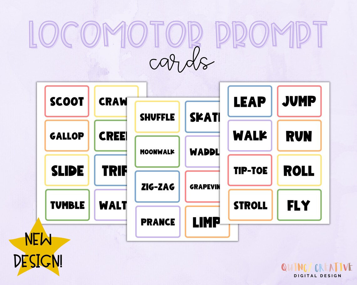 Locomotor Prompt Cards / Dance Choreography Prompts / Creative Movement ...