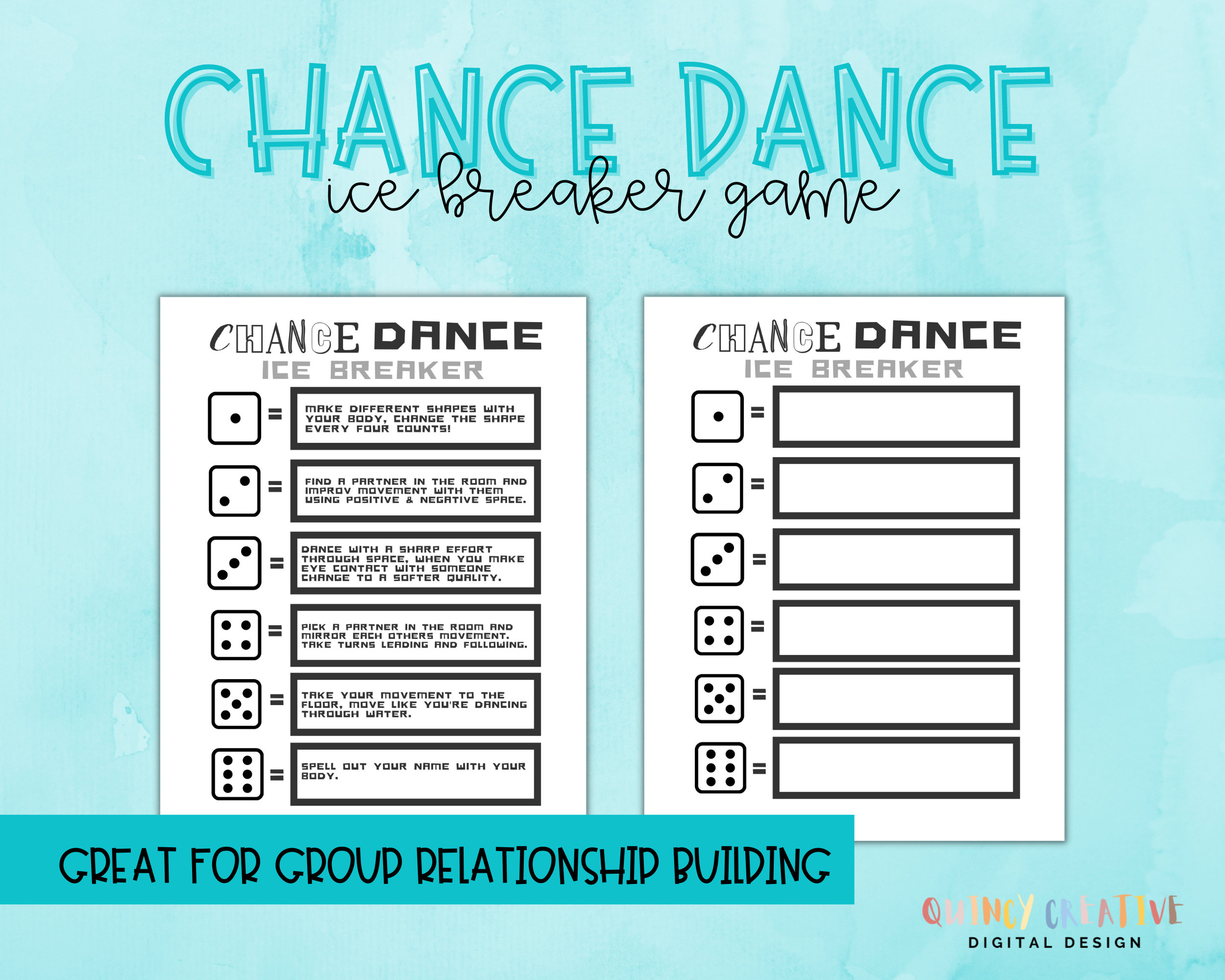 Chance Dance Ice Breaker Dice Game! (PDF Print) - Etsy