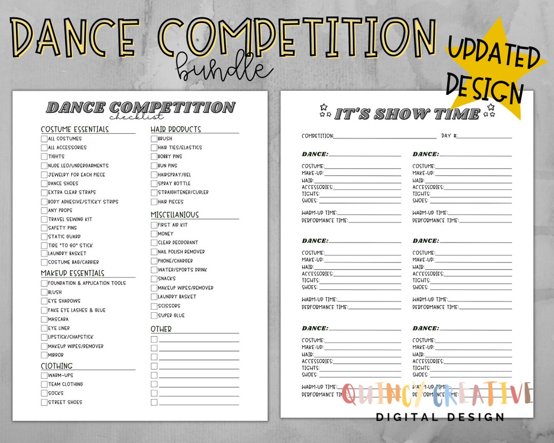 Dance Competition Bundle/ Dance Performance Checklist/ Dance Team