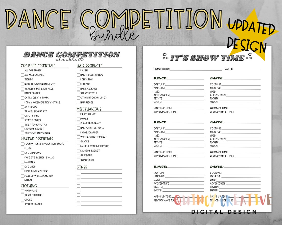 Dance Competition Bundle/ Dance Performance Checklist/ Dance Team ...