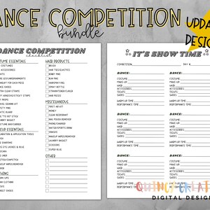 Dance Competition Bundle/ Dance Performance Checklist/ Dance Team ...