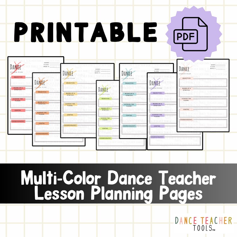 Dance Lesson Plan Template Printable Teacher Planning Pages Bundle