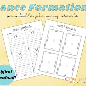 Dance Formations Planning Sheet For Choreography! (Printable)