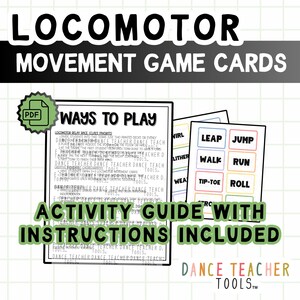 Pode incluir: Cart&otilde;es de jogo de movimento locomotor com um guia de atividades e instru&ccedil;&otilde;es. Os cart&otilde;es apresentam comandos de movimento como "Saltar", "Saltar", "Caminhar" e "Correr". Projetado para professores de dan&ccedil;a, o produto inclui um download em PDF.