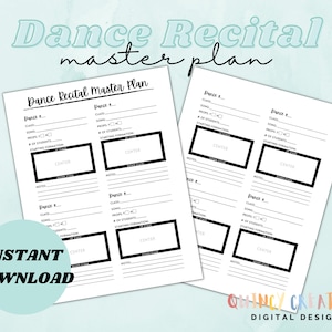 Dance Recital Master Plan / Tanz Showcase Planner / Back Stage Showcase Planer / Printable!