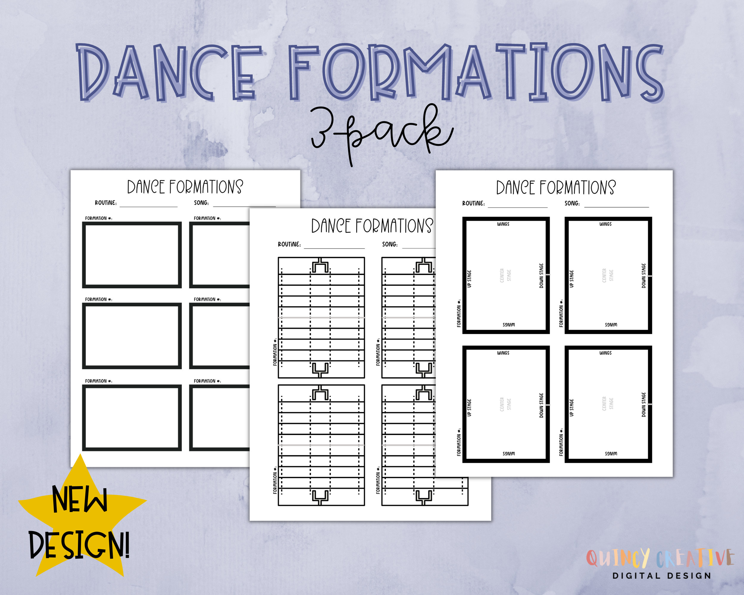 Dance Formations Planing Sheets 3 Pack / Dance Choreography Tools 