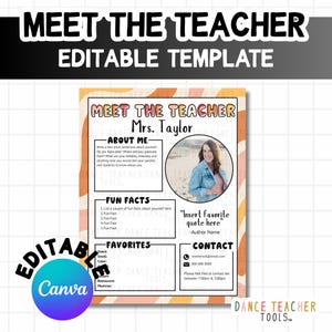 Desert Wave Meet the Teacher Canva Template - Editable 3-Page Design | Dance Teacher Introduction Printable