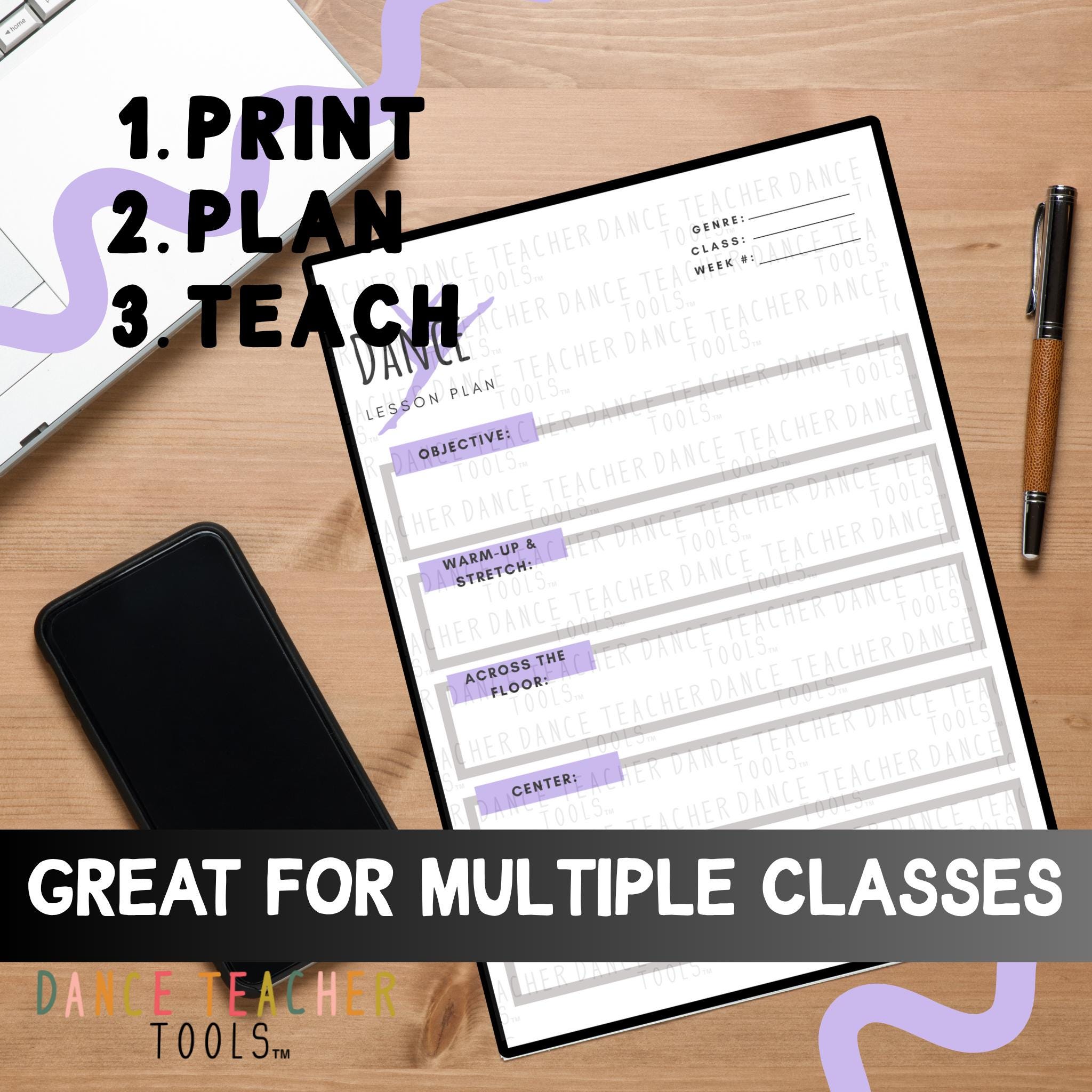 Dance Lesson Plan Template – Printable Teacher Planning Pages Bundle ...