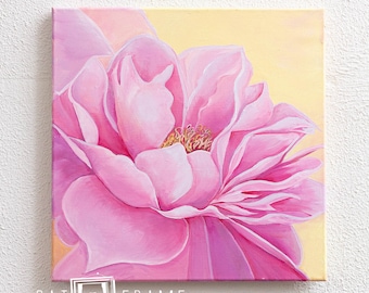 Big Rose flower Painting, Interior Oil Painting, Pink flowers, Original Painting on canvas, Original Artwork, Original Gift, Wall Art