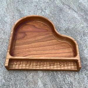 Piano Shaped Wood Catch-All Tray - Handmade Wooden Tray for Keys, Coins, and More | Unique and Charming Home Decor | Food Safe