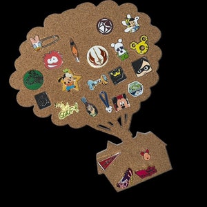 Up Balloon Inspired Pin Board - Corkboard with Colorful Balloons and House - Disney Pixar Movie Themed Wall Decor