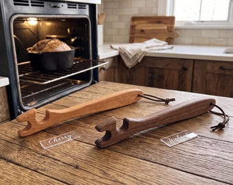 Handmade Wooden Oven Rack Pull and Push Tool, Kitchen Gadget for Bakers, Housewarming Gift, Safe Rack Puller for Hot Oven