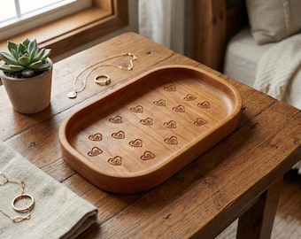 Vassoio a forma di cuore in legno: vassoio portaoggetti / vanità / chiavi e monete / adatto agli alimenti / San Valentino / anniversario / amore