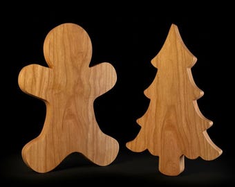 Tagliere a forma di omino di pan di zenzero o albero di Natale - Tagliere da 12" per salumi natalizi - Regalo unico per l'ospite o decorazione da cucina