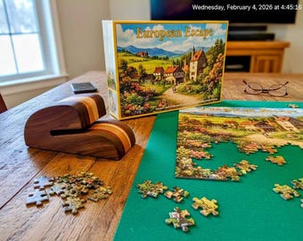 Supporto per puzzle in legno fatto a mano – Accessorio per puzzle in noce, ciliegio e legno di sangue – Cavalletto da tavolo e supporto per la parte superiore della scatola – Regalo per gli amanti dei puzzle