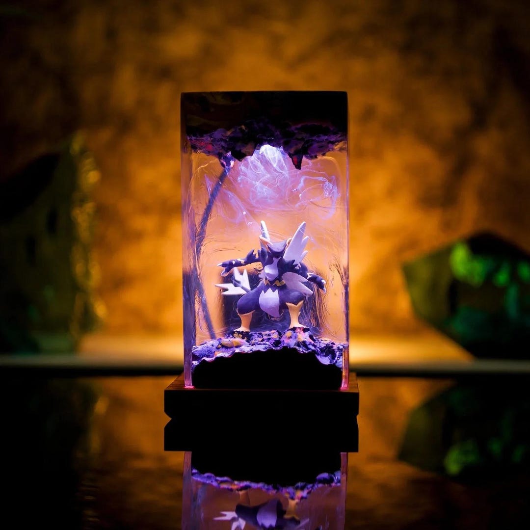 Mega Garchomp Pokémon Resin Lamp Anime Resin Lamp, Handmade Desk Lamp ...