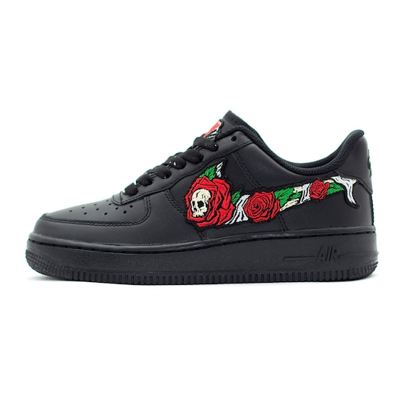 black air force ones with flowers