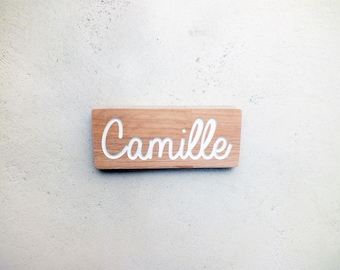 Wood door plate with on demand baby name engraving, Personalized kid's name engraving, wooden door plate, personalized door name plate,