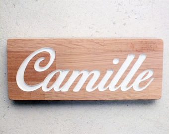 Customizable wooden doorplate with engraved name for kid's bedroom, personalized name signs, personalized signs for home, wood carved signs