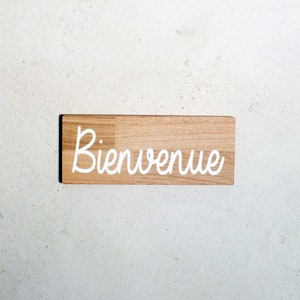BIENVENUE door sign, Wooden &quot;Welcome&quot; sign with engraved french word &quot;Bienvenue&quot;, personalized sign, custom engraving on wooden plaques