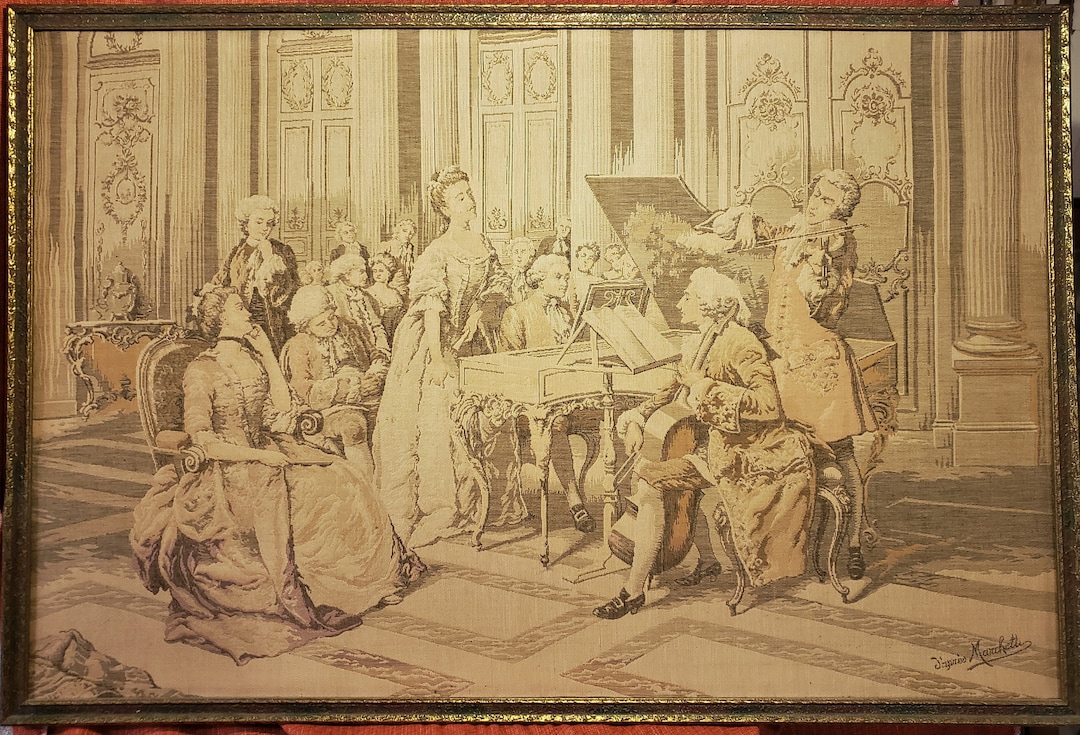 An Elegant 18th Century Music Soiree; French or Italian Tapestry