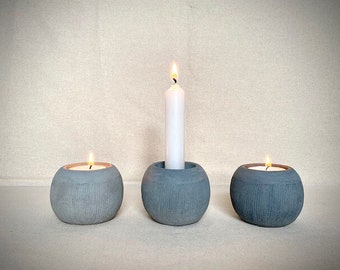 Beton Kerzenhalter für Stabkerhen oder Teelichter, concrete candleholders