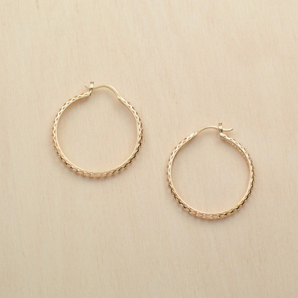 Gold-plated cross hoop earrings - Croisillon