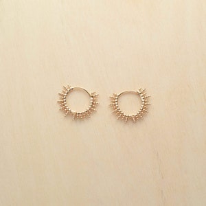 Gold plated sun hoop earrings - Comet