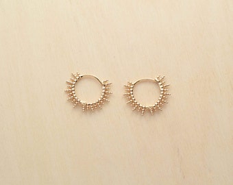 Gold plated sun hoop earrings - Comet