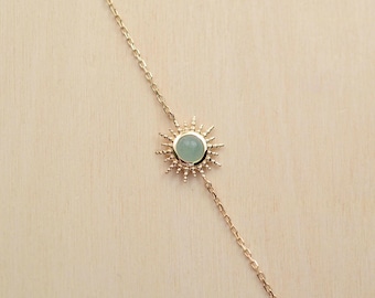 Gold-plated sun and aventurine bracelet - Comet