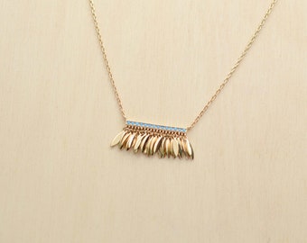 Blue tassel chain necklace gilded with 24-carat fine gold - Shade