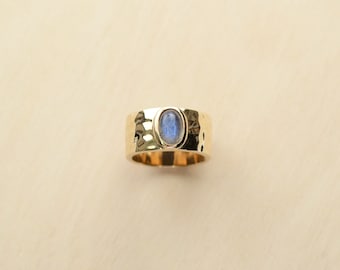 Large gold-plated and labradorite ring - Olympe