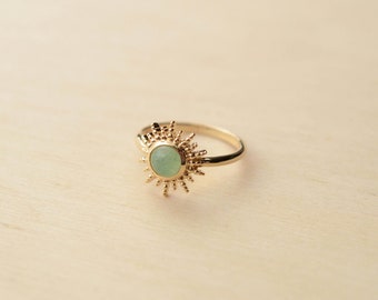 Sun ring in gold plated and aventurine - Comète