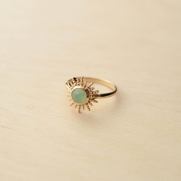 Sun ring in gold plated and aventurine - Comète