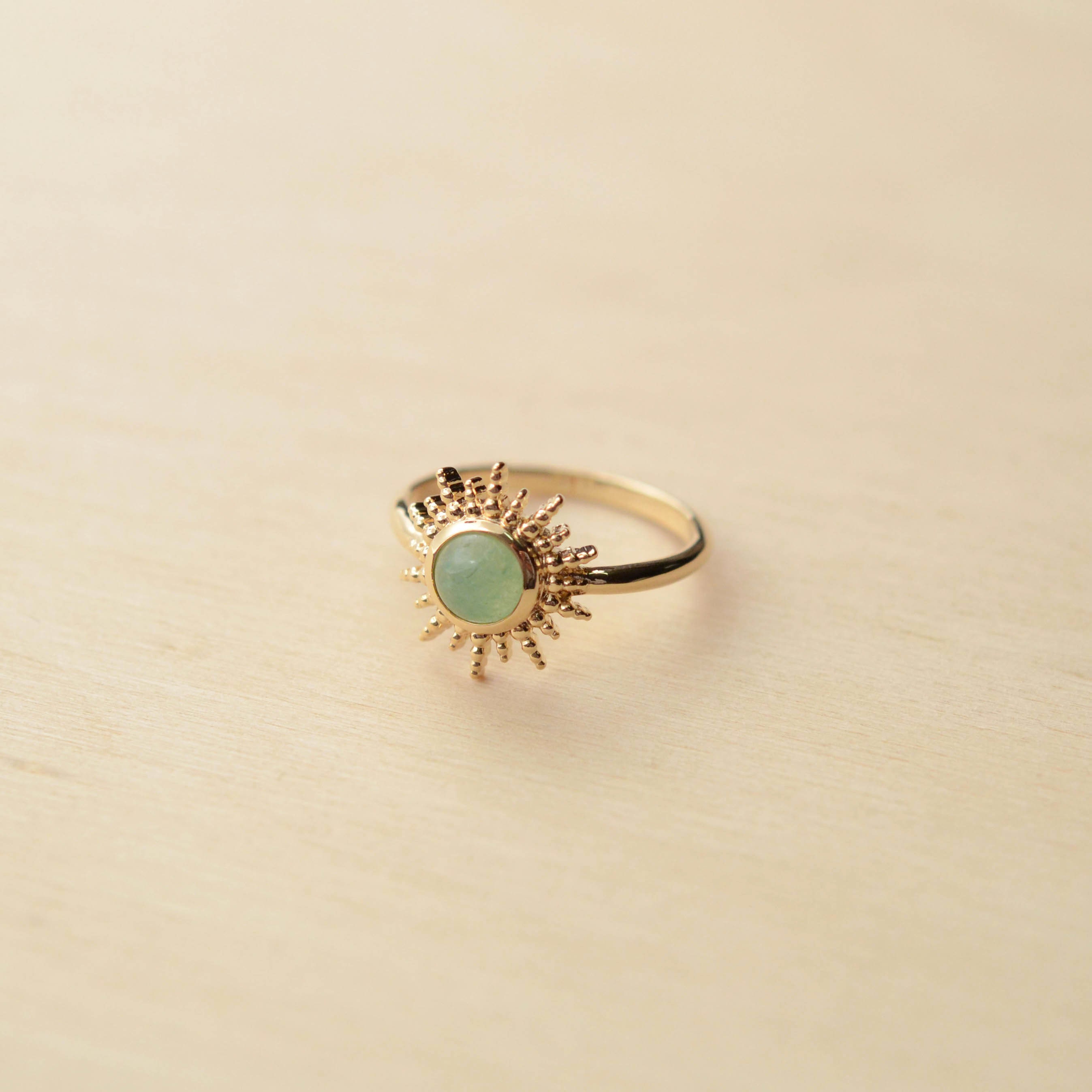 Gold plated and aventurine sun ring - Comète