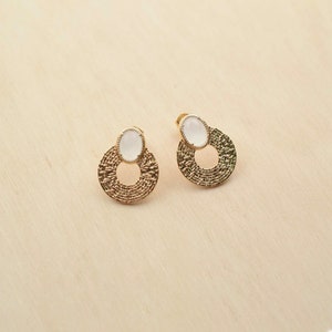 Gold-plated and moonstone stud earrings - Phèdre