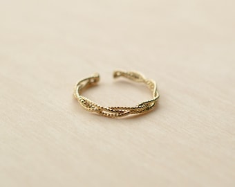 Twisted and adjustable gold-plated ring - Liane
