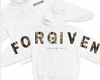 Camo Forgiven Hoodie | Hunting Sweatshirt | Faith T -Shirt | Christmas Gift | Religious Present | Jesus Apparel | Christian