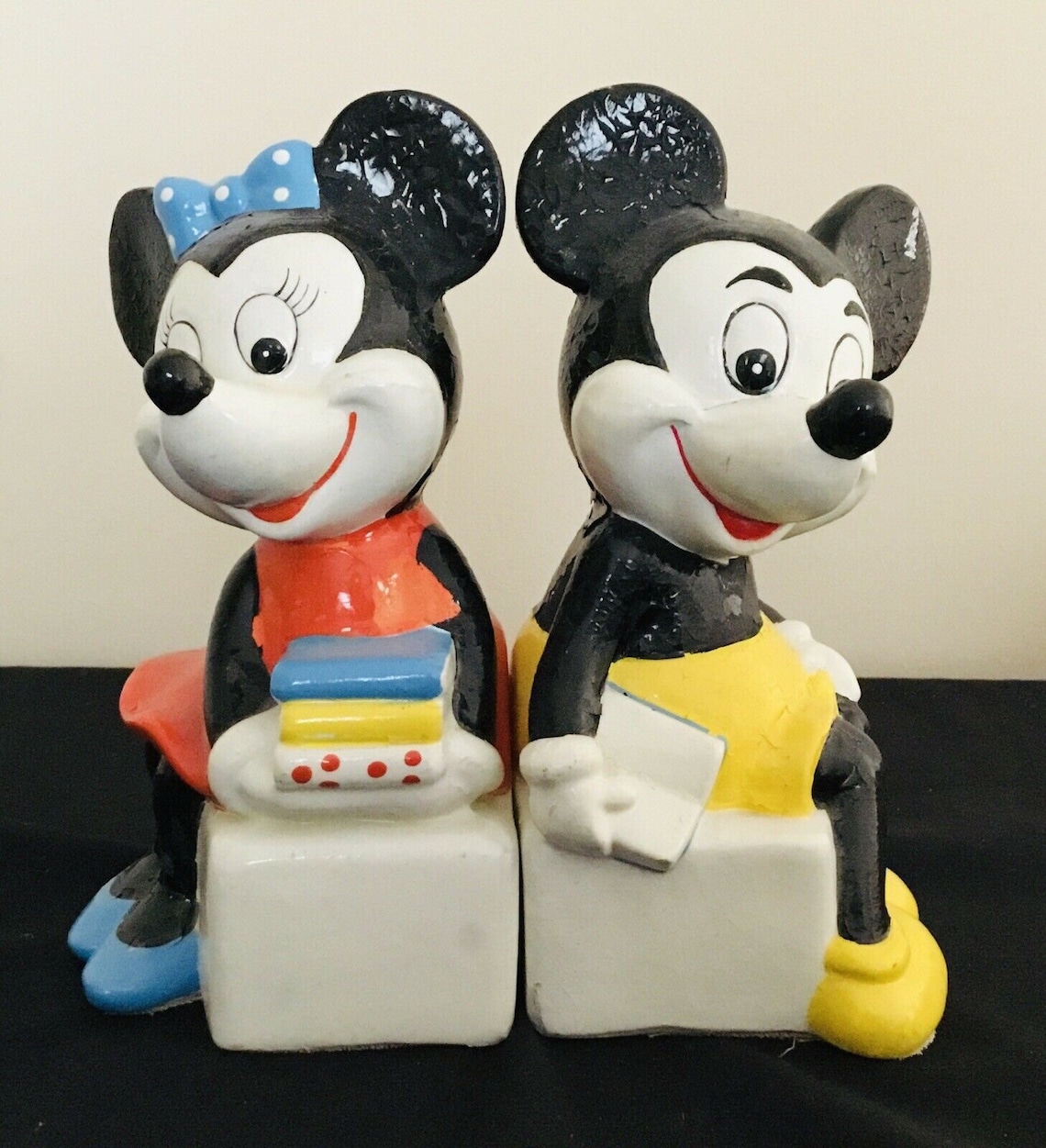 Vintage bookends Walt Disney Productions Mickey Mouse and Etsy