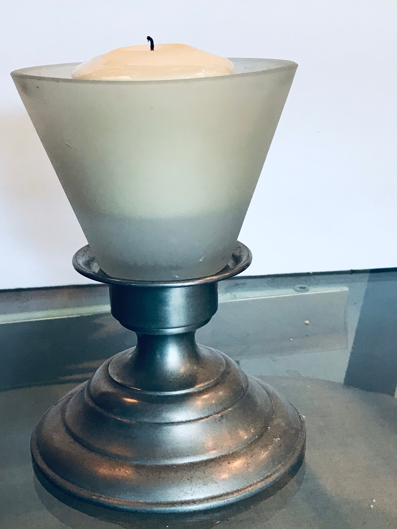 Mid Century Chrome Candle Holder 8 high and 3 inches wide Etsy